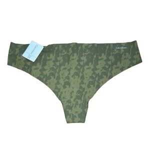 Calvin Klein Women's Size XL Panty Thong Seamless Green Patterned New With Tags